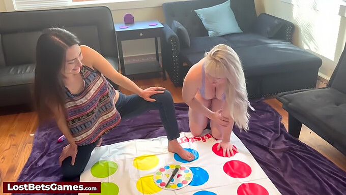 A steamy game of Twister turns into a sensual lesbian encounter