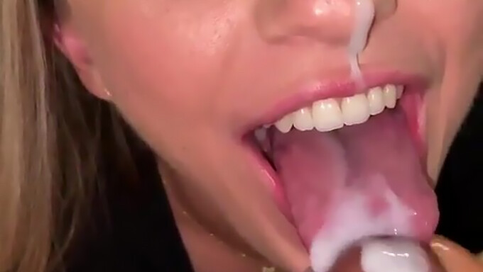 POV teen gets her throat stuffed with cum